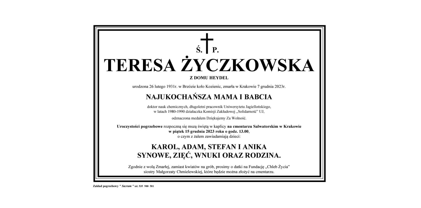 śp. Teresa Życzkowska